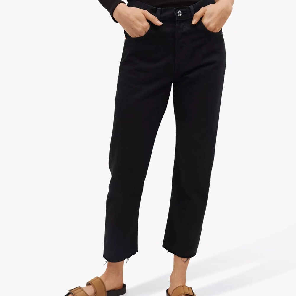 Mango Black havana Ankle Cropped Jeans High-Rise